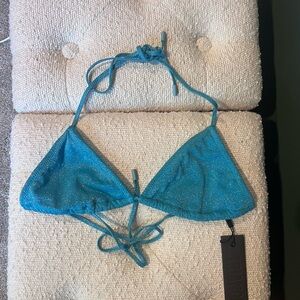Triangl Swimwear Shiny Blue Bikini Top NEW